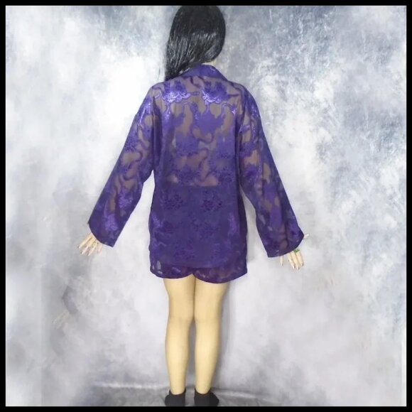 Vintage Victoria's Secret Crown Label Sheer Purple Pajama Shorts Set - 70s - Picture 5 of 13